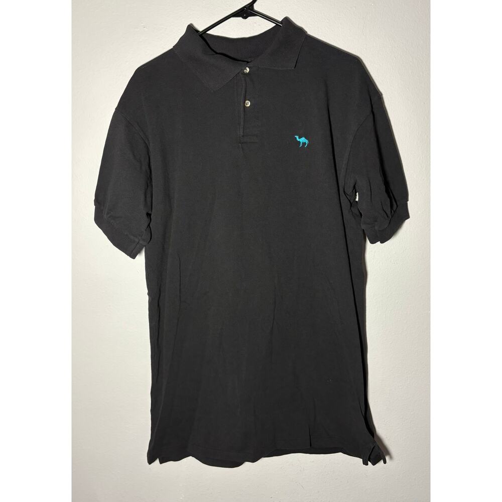 Vintage Camel Cigarettes Camel Cash Black Polo w/ Teal Camel Sz XL
